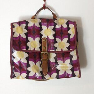 Fossil Oil Cloth Floral Satchel Crossbody Shoulder Bag Midcentury Pattern